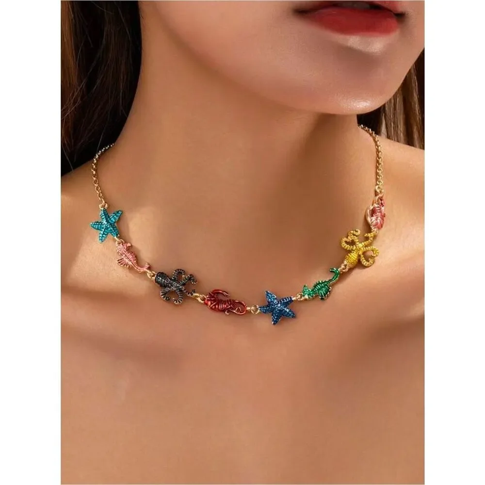 Multicolor Sea Life Charm Necklace A1657